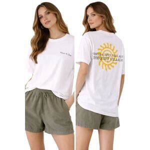 Museum of Peace & Quiet T Shirt White Graphic Back Logo Short Sleeve size Large